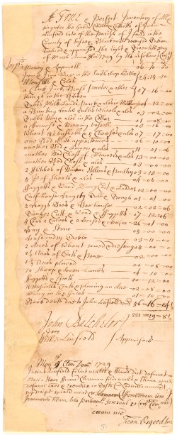Inventory - John Linfield 1729 (Ep I-29-109-5)