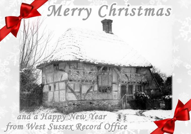 Christmas Card 2017 - Bignor Old Shop 1940 Garland N19052