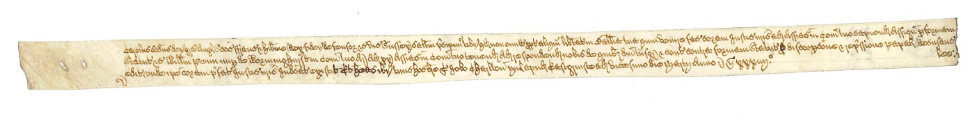 Long strip of paper written in old handwriting for the arrest of William Penn