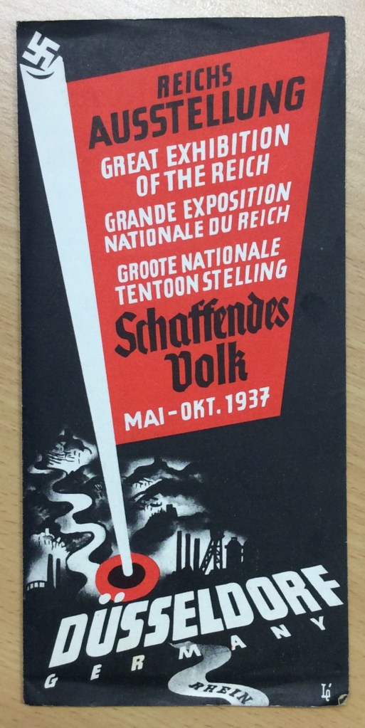 Black, red, and white propaganda leaflet created by the Nazi party.