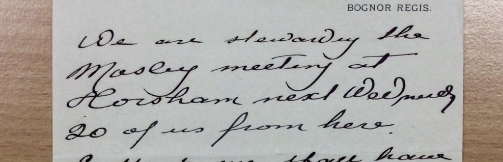 Section from a letter concerning a meeting with Oswald Mosley. 