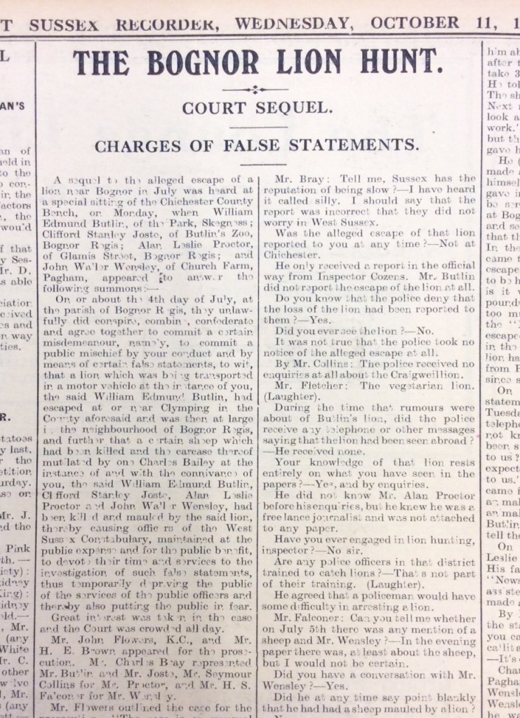 Image of a newspaper article about the court trial