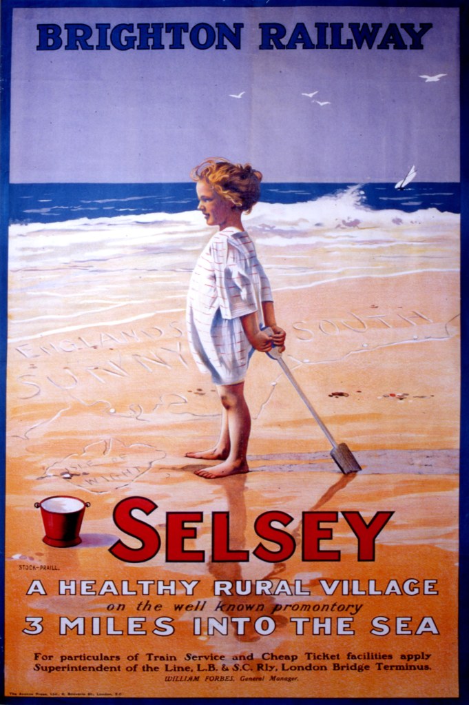 Illustration of a girl in a bathing costume and spade watches the sea.