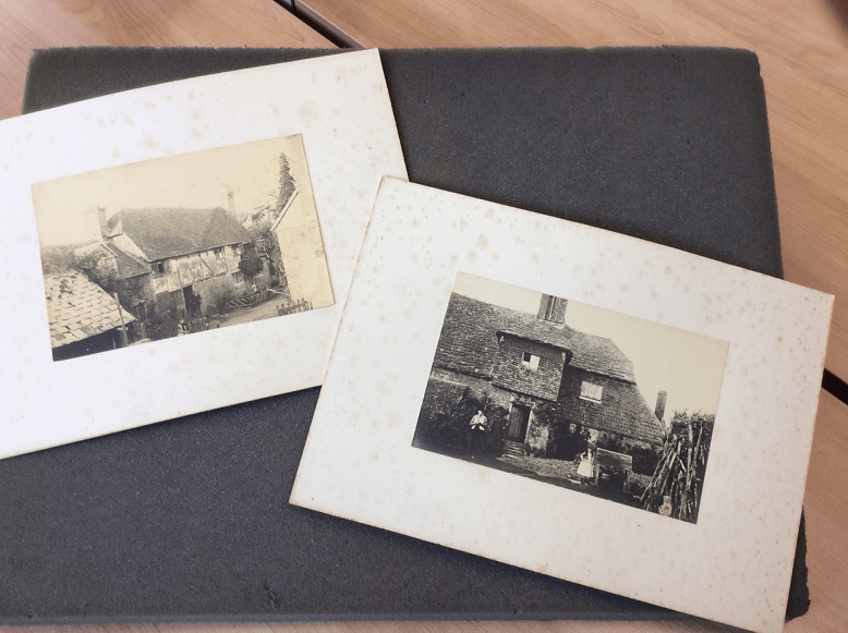 Photograph showing two sepia images from PH 26113. The photographs are mounted on stained cream card.