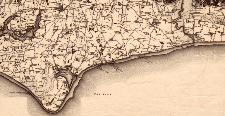 Image shows the coast from the Selsey Peninsula to Rustington.
