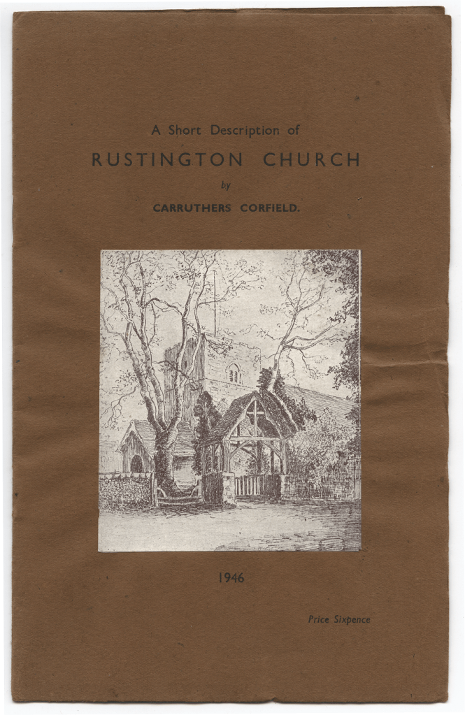 Entitled 'A Short Description of Rustington Church', illustrated with a pencil sketch of the lychgate and church