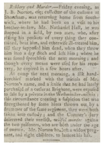 Newspaper article regarding smuggling