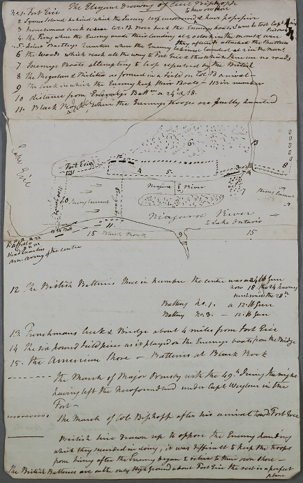 Page of a letter with rough diagram showing troop movement