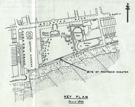 Plan showing proposed location of a air raid shelter on Worthing Beach.