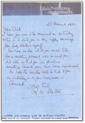 A blue papered letter. Short, only 9 lines long.