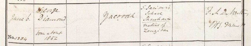 George's entry in the New Shoreham baptism register