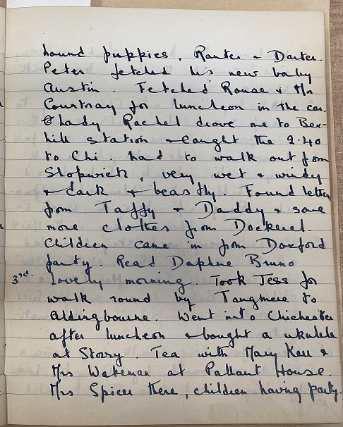 Manuscript page from Rosie's diary